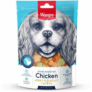 تشویقی سگ ونپی بیسکوییت دور پیچ مرغ Wanpy Chicken Jerky & Biscuit Twists